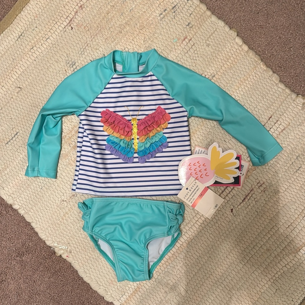 andy & Evan 2-Piece Striped Swimsuit NWT 3-6mo